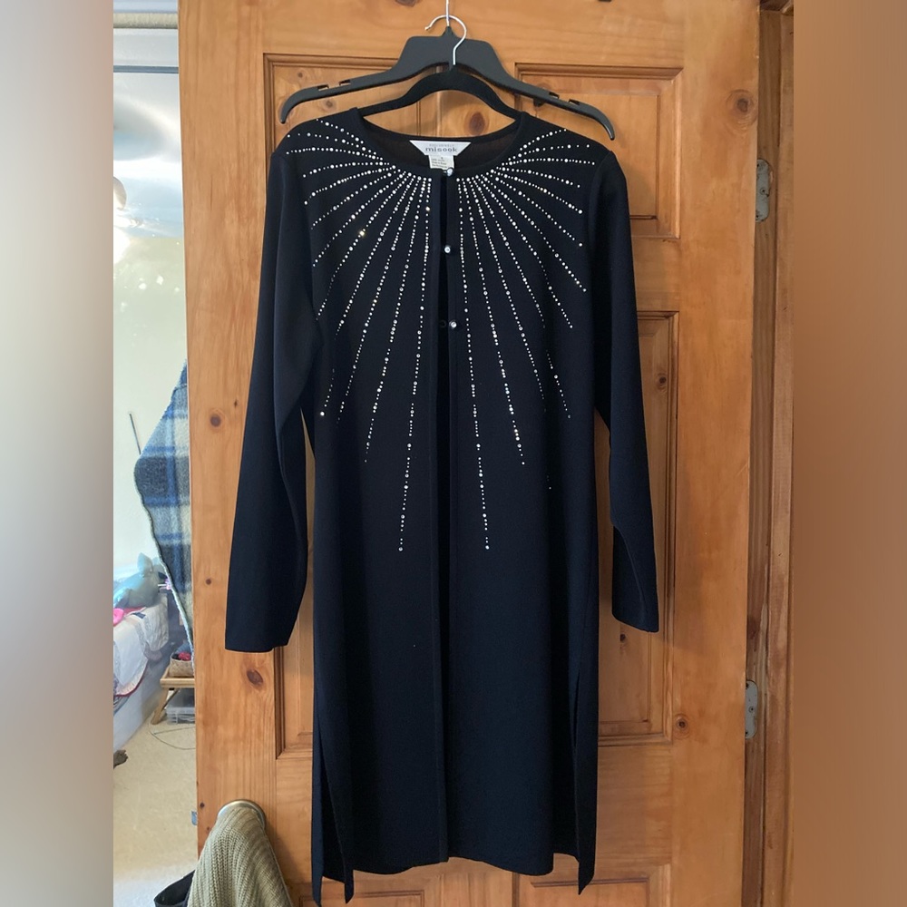 Exclusively Misook rhinestone studded evening cardigan